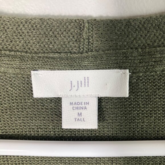 Womens J Jill Linen Blend Button Cardigan Green M Tall Linen Rayon - Picture 8 of 9